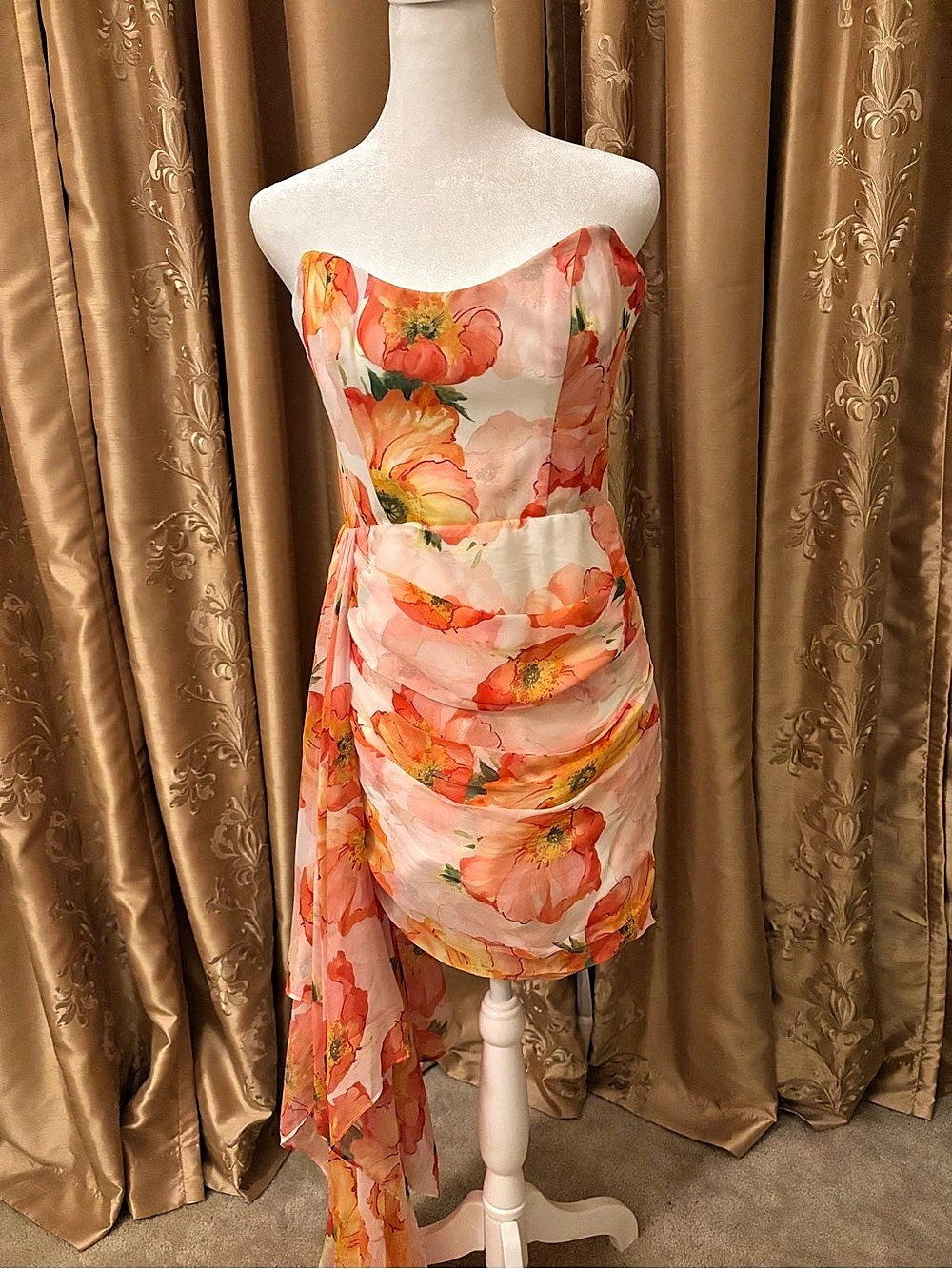Katie May Chasing Dawn Dress Floral Mini Pink & Orange XS